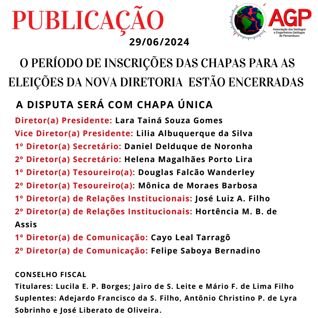 Chapa para eleição da nova diretoria da AGP